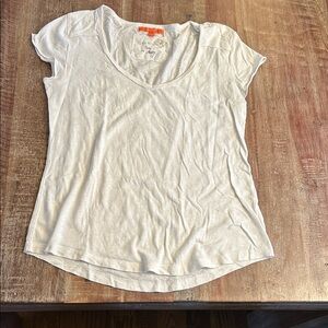 Vintage White White Stuff Tee with Rounded V-Neck and Cap Sleeves